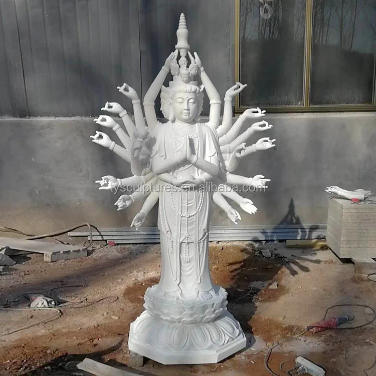 White Marble Guanyin Buddha Thousand Hand Avalokitesvara Sculpture ...