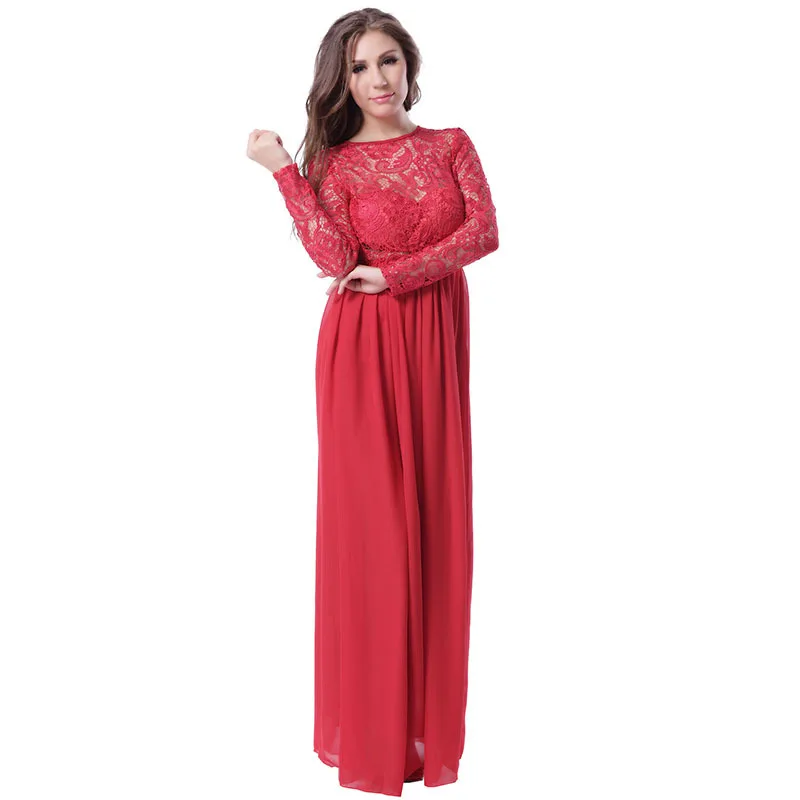 Wholesale Full Length Long Sleeve Lace Evening Gown - Buy Long Sleeve ...