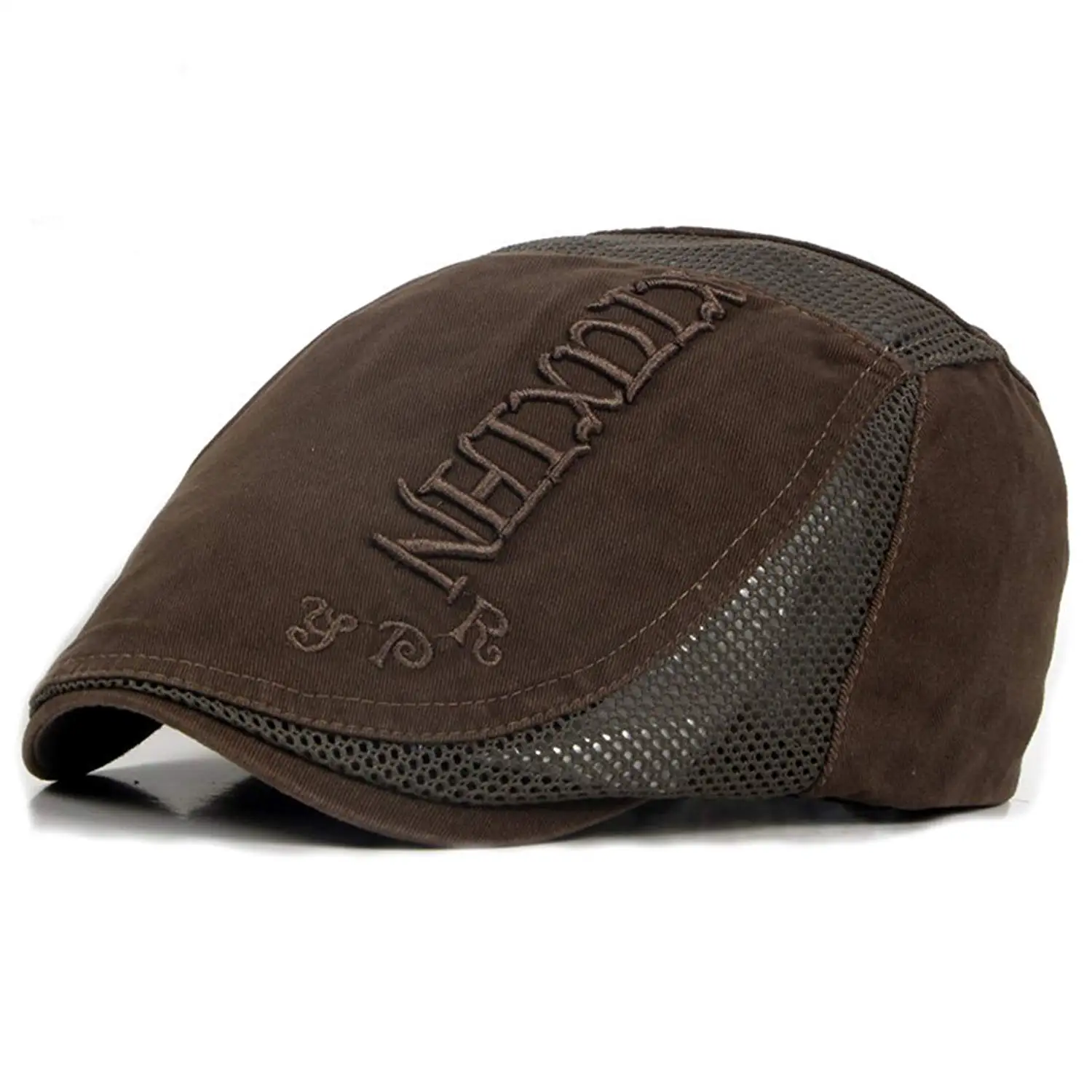 Ukerdo Solid Denim Duckbill Flat Cap Cabbie Newsboy Fitted Hats for Men