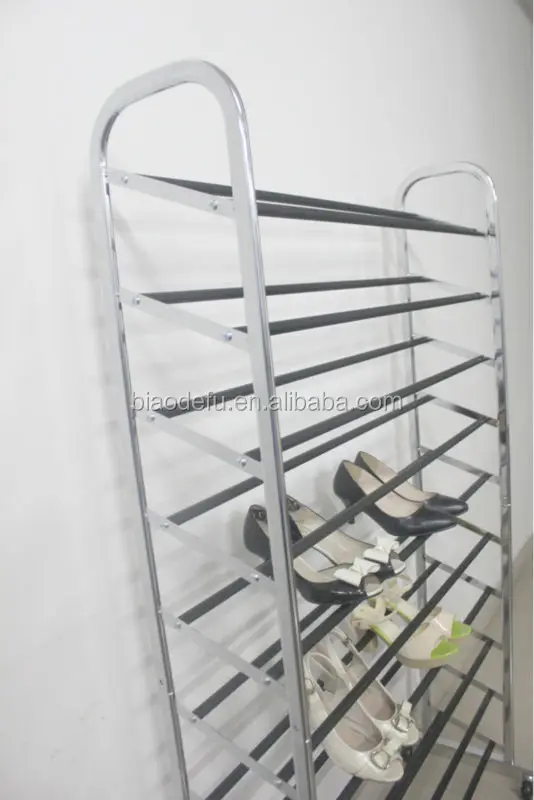 Chrome 10 Tier 50 Pair Stainless Steel Shoe Rack Sturdy Rolling Steel Shoe Organizer With Non Slip Bars Buy Stainless Steel Rak Sepatu Saling Sepatu Organizer Organizer Sepatu Dengan Non Slip Bar Product On Alibaba Com