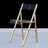 Quality guarantee stainless steel frame gold acrylic folding chair for events