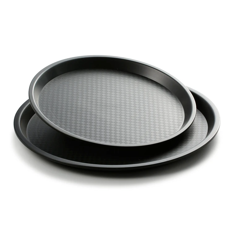 Wholesale Custom Black Small Plastic Round Serving Tray With Handles