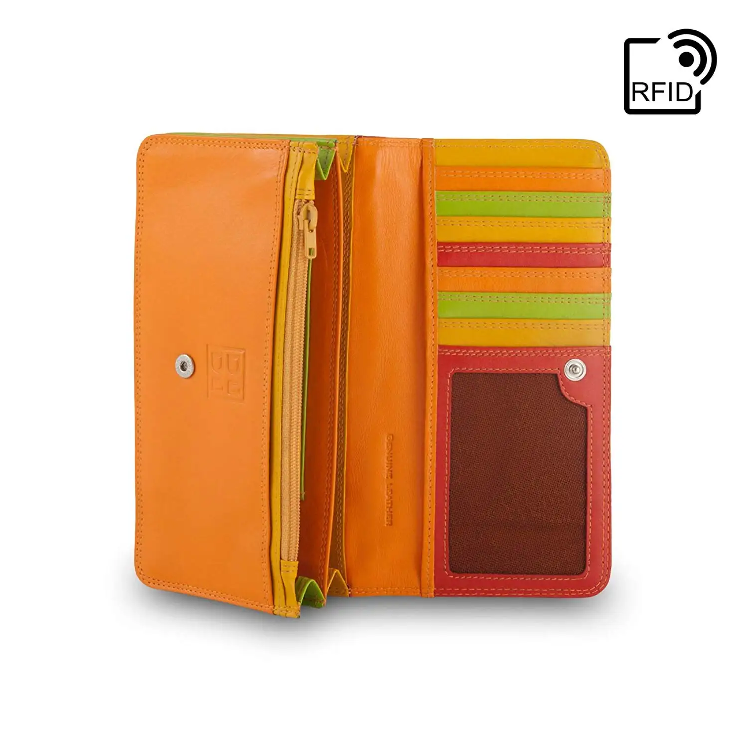 Buy DUDU RFID Blocking Womens Leather Purse Ladies Wallet Multicolor with Coin pocket and Snap ...