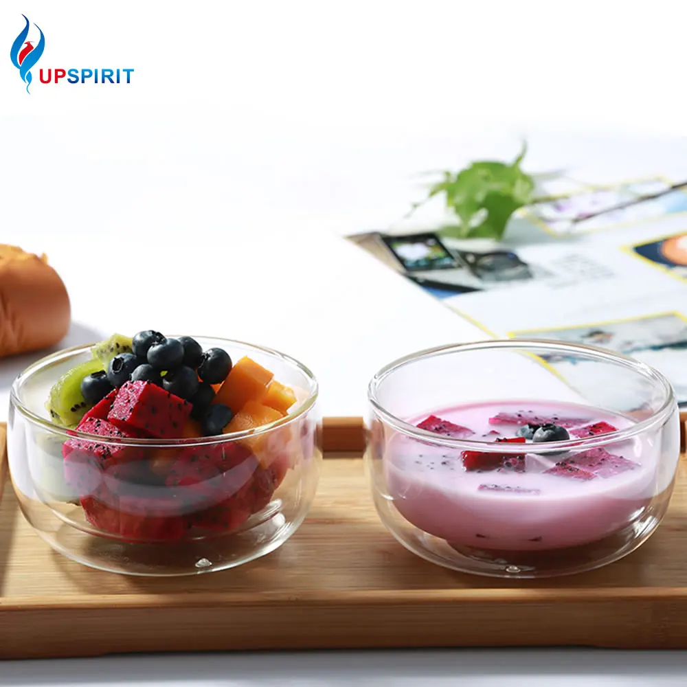 High Temperature Double Wall Glass Bowl Salad Bowl Ice Cream Yogurt