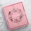 Pink 4 dividers moon cake packaging box with plastic bag handle