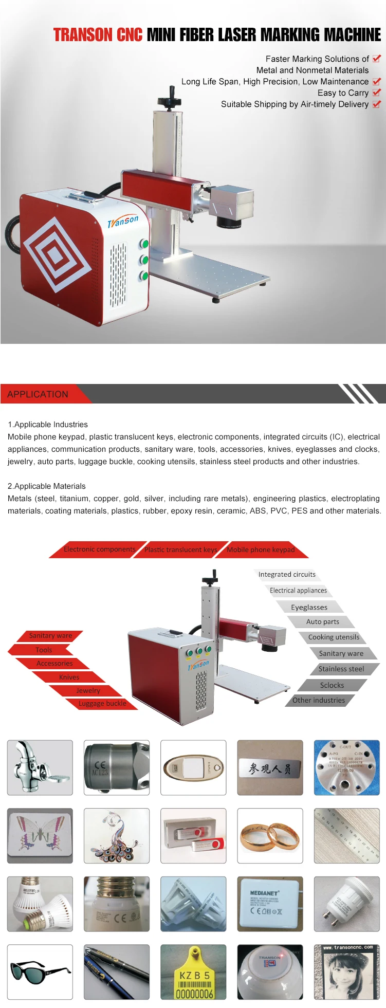 Transon 30W Fiber laser Marking Machine Mini Type with IPG Laser