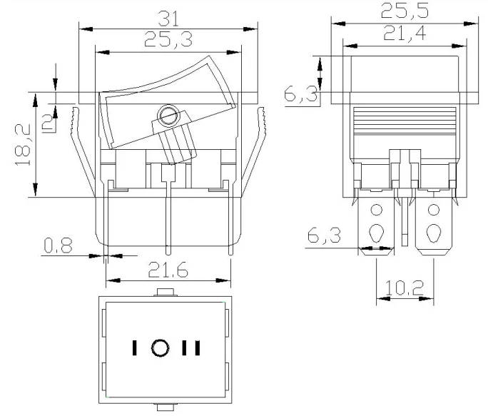  KCD4 switch rocker switch CQC ON OFF ON rocker switch 250V 15A 125V 20A AC