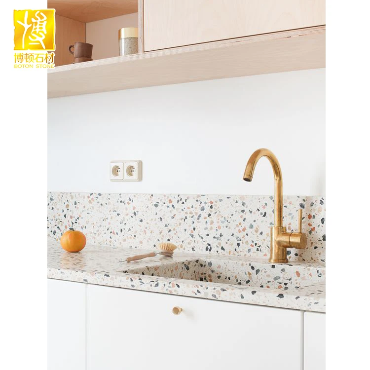 Simple Decoration Material Terrazzo Countertop For Kitchen Cabinet