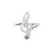 Women fashion wire design laser cutting inlay crystal music note rings