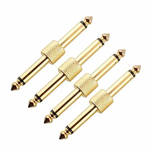Pedal Coupler Jack Plug Adapter Straight Connector for Guitar Effects Pedal Board Accessories Pedal Board Audio Silver Plated Metal Adapter 4 Pcs