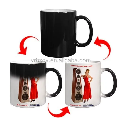 

Promotional anime blanks ceramic cups with custom logo magic porcelain mug printing color change coffee cups, White or custom color/customized color