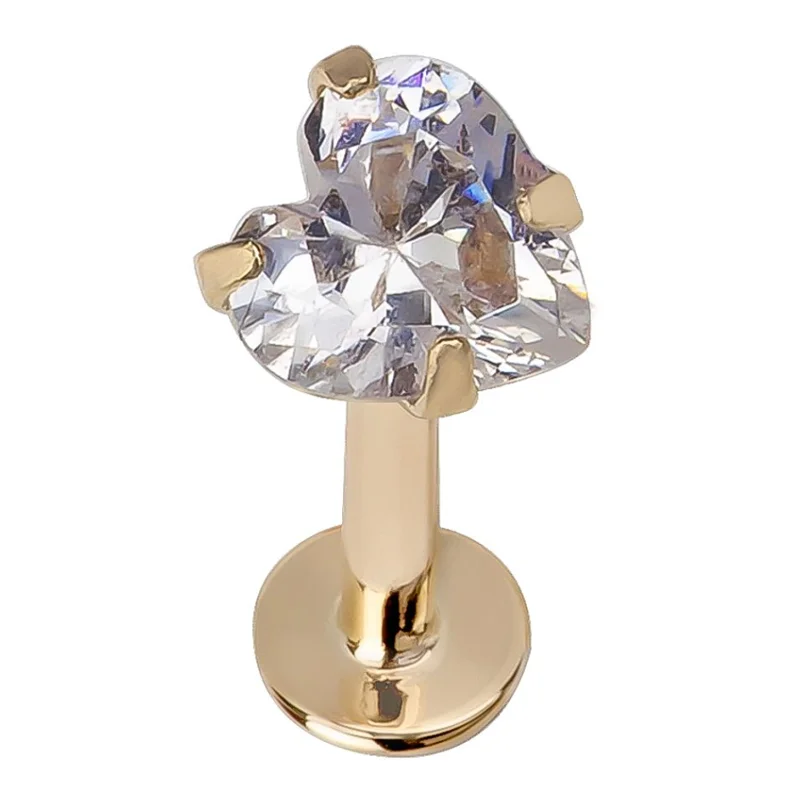 14k Gold Clear Gem Crystal Jeweled Labret Studs Piercing Jewelry Buy