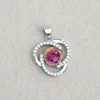 New Style prong setting Diamond cz real pressed flower 925 silver charm pendant 18k white gold plated