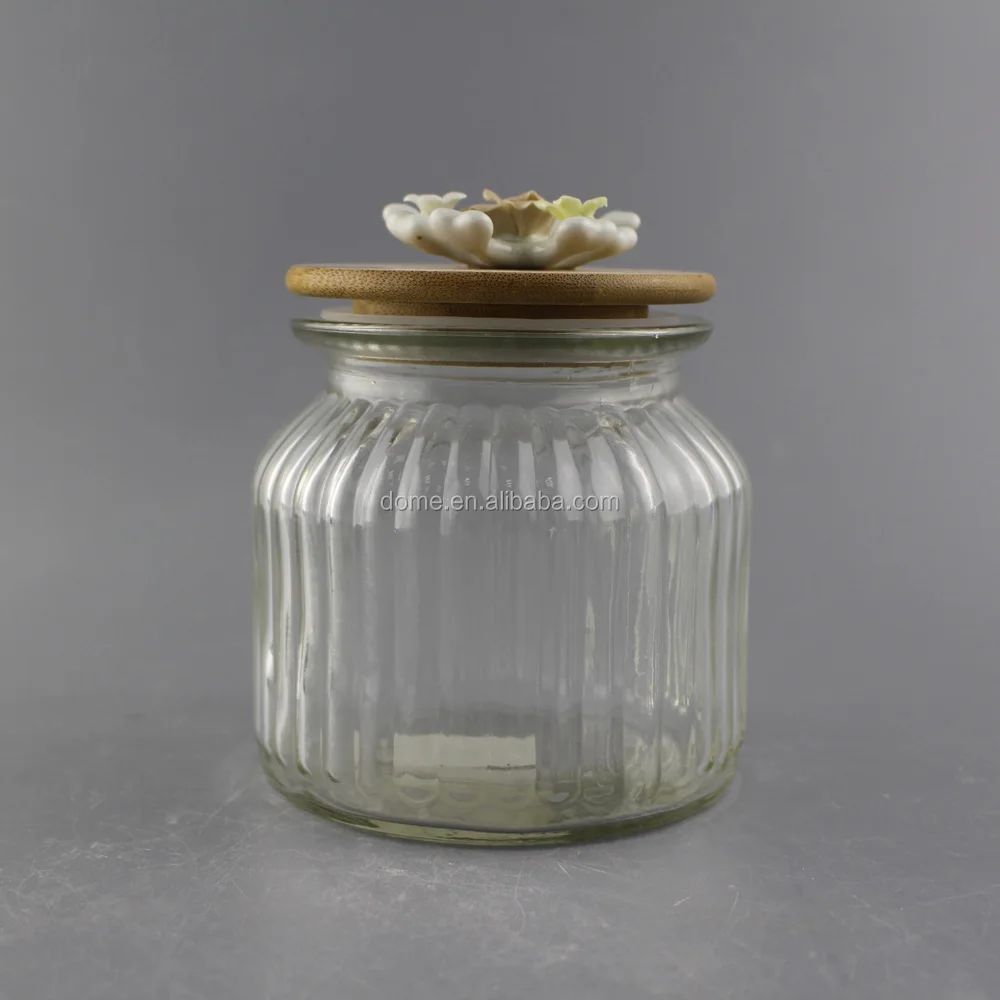 Decorative Ceramic Flower Hermetic Glass Jar With Bamboo Lid Buy