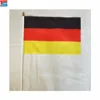 black red yellow plastic pole single side customized picture polyester Germany country hand wave flag