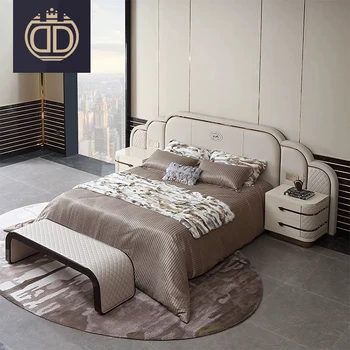 Wholesale Super King Size Bedroom Furniture Latest Double Bed Large Headboard Design Furniture Leather Sleeping Bed Buy Latest Double Bed Design