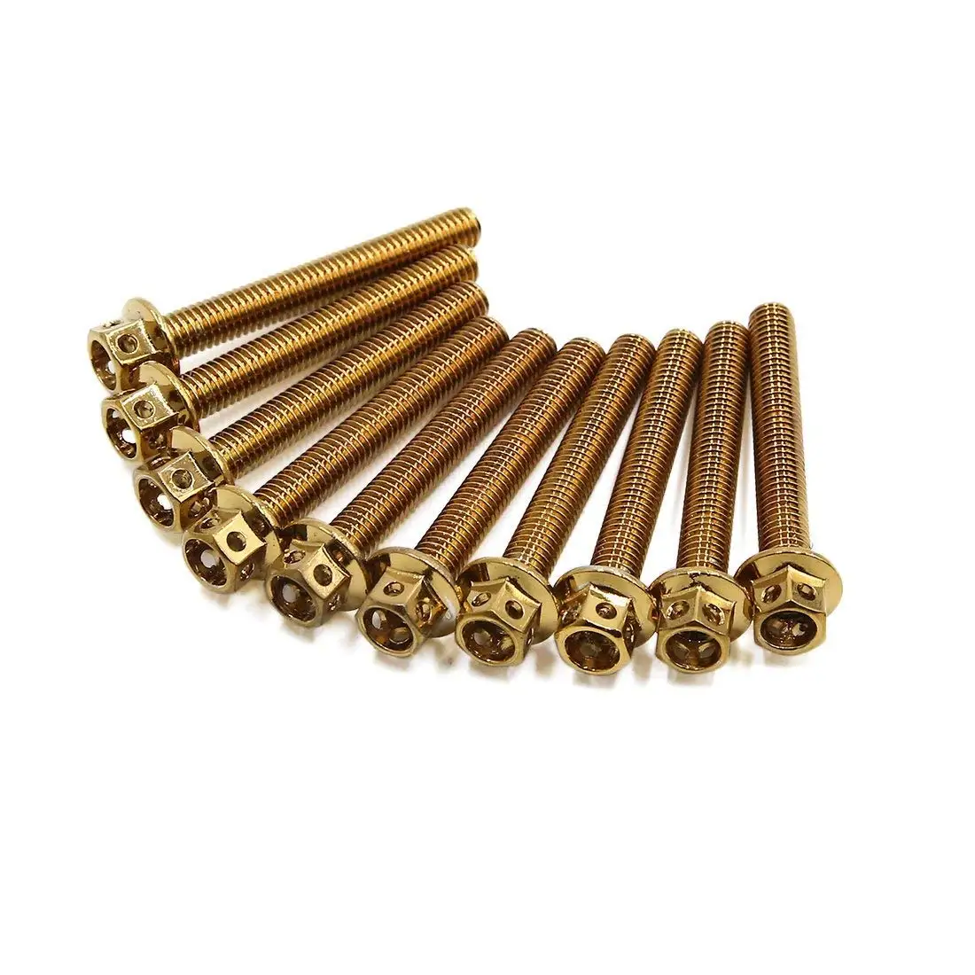 uxcell 10pcs Gold Tone M6 x 40mm Motorcycle Titanium Alloy Hexagon Bolts Screws
