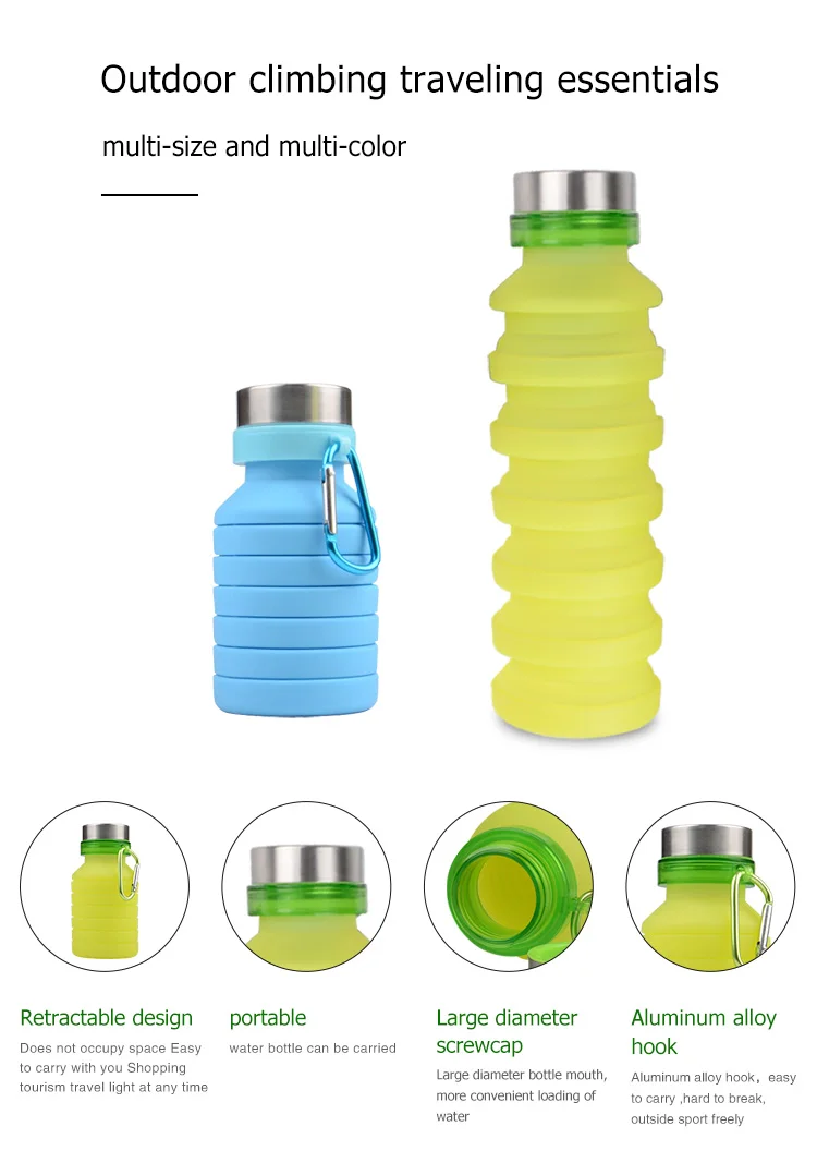 Most selling item  private label outdoor water bottle  silicone collapsible water bottle 9