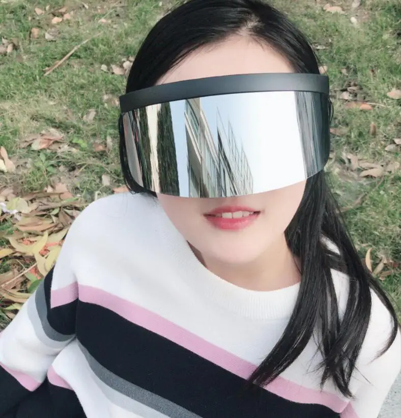 Vintage Oversized Visor Mask Sunglasses Women Men 2019 Windproof