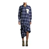 2019 Women Clothes Snap Cotton Big Check Plaid Shirt Muslim Dress