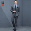 Mens European Style Modern Fit Peaked Lapel Gray Office Uniform Suit
