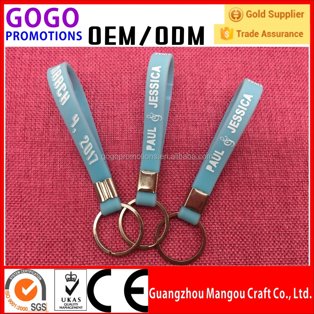 Cheap Silicone Wristband Keychain Bracelet Lanyard Keychain High