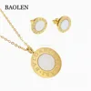 Stainless Steel Gold Plated Jewelry Handmade Fashion Women Necklace Earrings Brand Imitation White Shelll Jewelry Set In China
