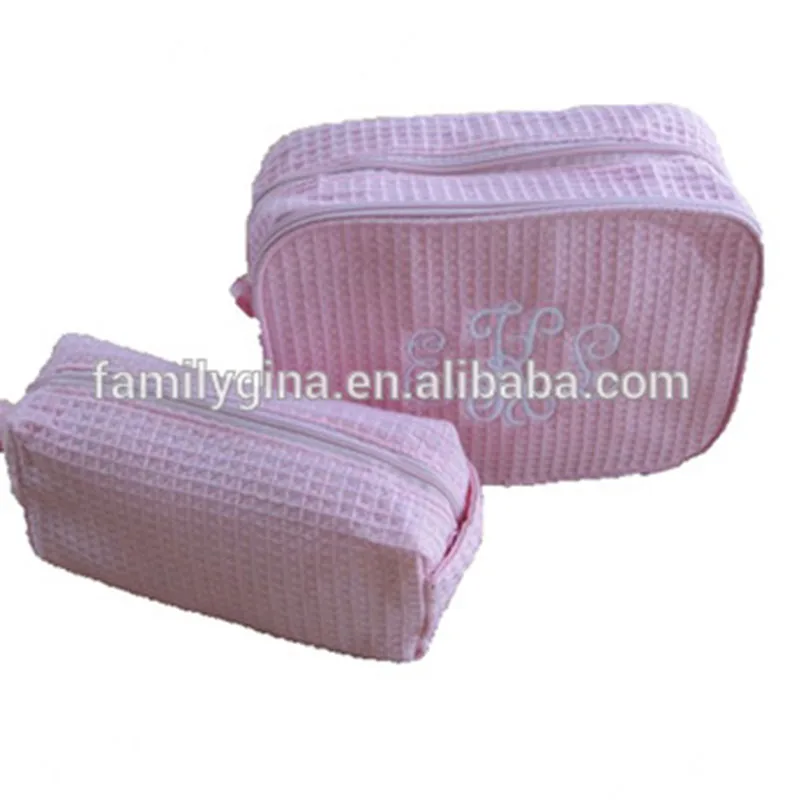 waffle weave cosmetic bag