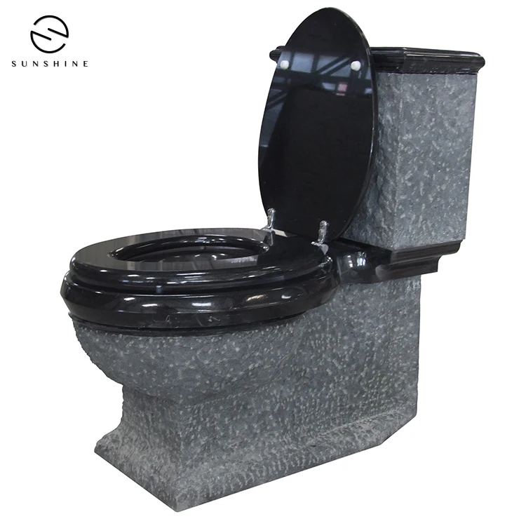Custom Absolute Black Granite Bathroom Toilet with Split Outside