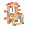 Wooden DIY Tool chair engineer tool kit hand on toys Screw Chair Block Role Play Pine Wood Toy Foreign Kids Games Montessori