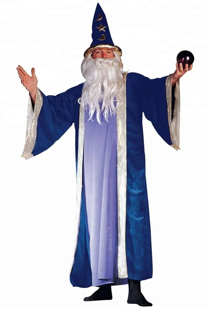 Halloween Masquerade European Wizard Robe Cosplay Costume For Men Long ...