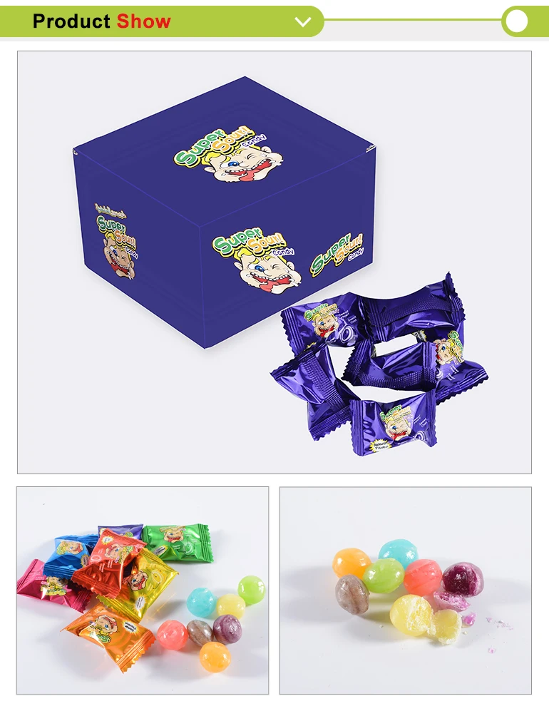 Halal Box Packing Strong Sour Hard Boiled Sugar Candy Fruit Fizzy Soda