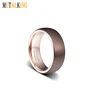 8mm Wedding Band Rose Gold Plated and Espresso Brown Brushed Tungsten Ring For Men