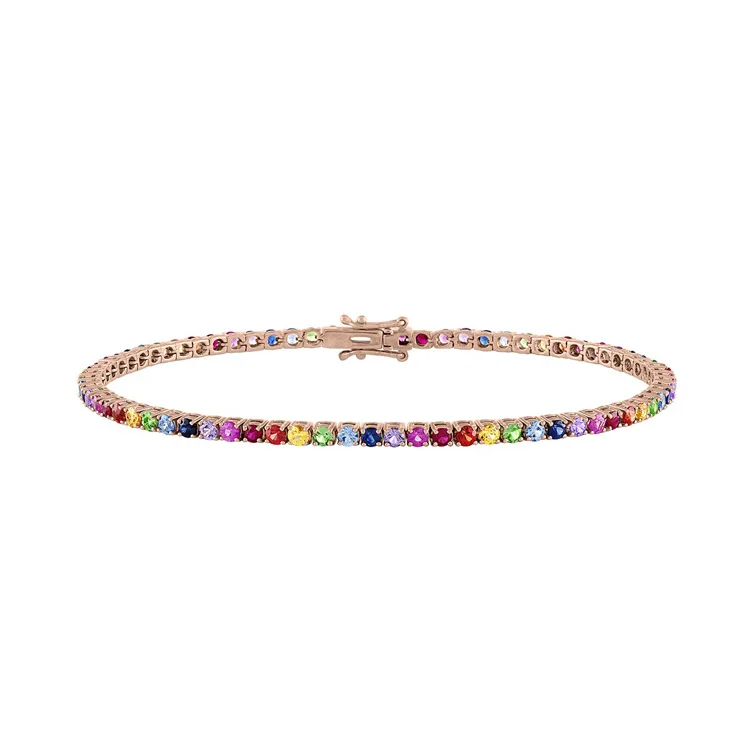 Rainbow Jewelry 925 Sterling Silver 925 Silver Diamond Tennis Bracelet ...