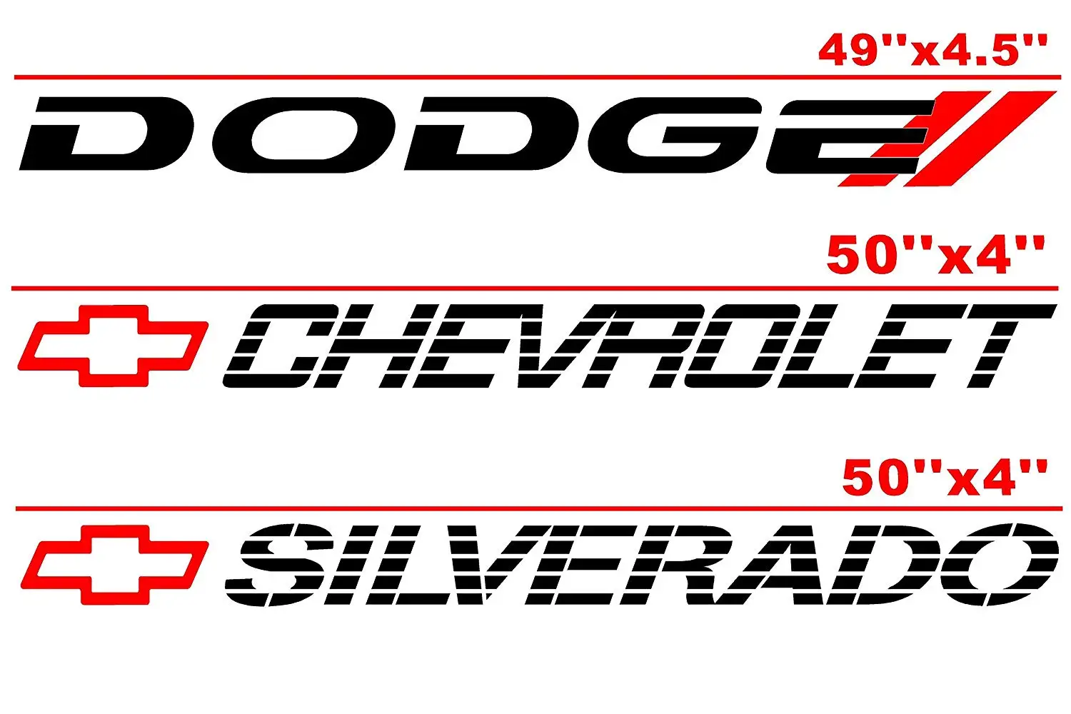 Tailgate Decal For CHEVROLET - DODGE Trucks Silverado Bed Stickers - RAM RT...