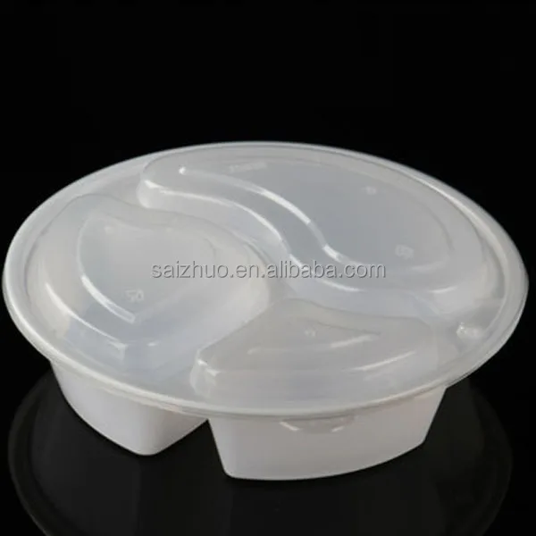 round 3 divided plastic food container disposable microwave safe