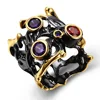 Wholesale Exclusive Source Factory New Fashion Black Gold Jewelry Multi Color Stone Custom Dark Vintage Punk Rings