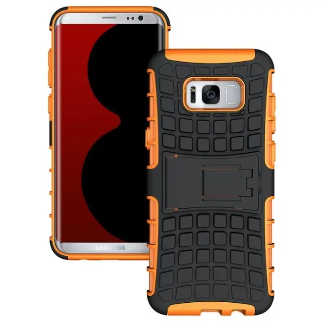shockproof TPU+PC 2in1 tire pattern bracket cover phone case For Samsung Galaxy S8 S8 Plus