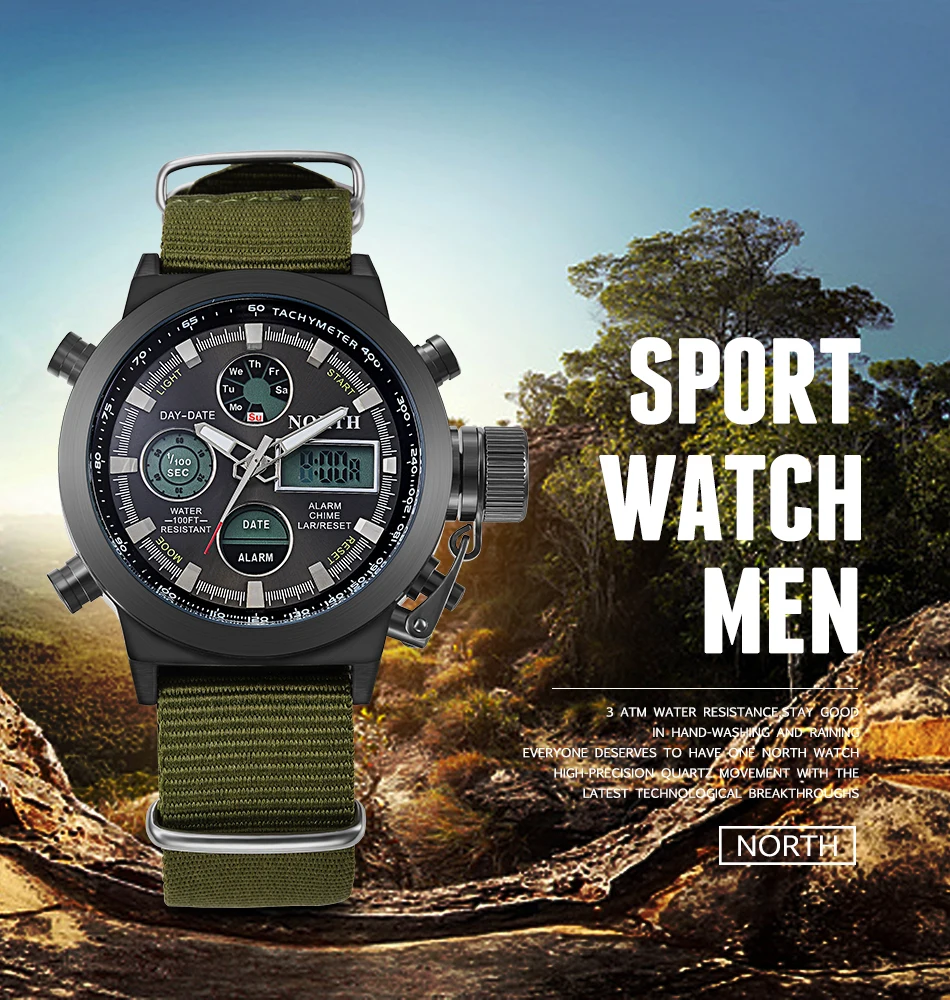 North 6022reloj Deportivo Para Hombre,Cronógrafo Digital Analógico