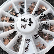 Black Gold 3d nail art bijoux ongles strass ongles decoracion de unas nail glitter decorazioni unghie