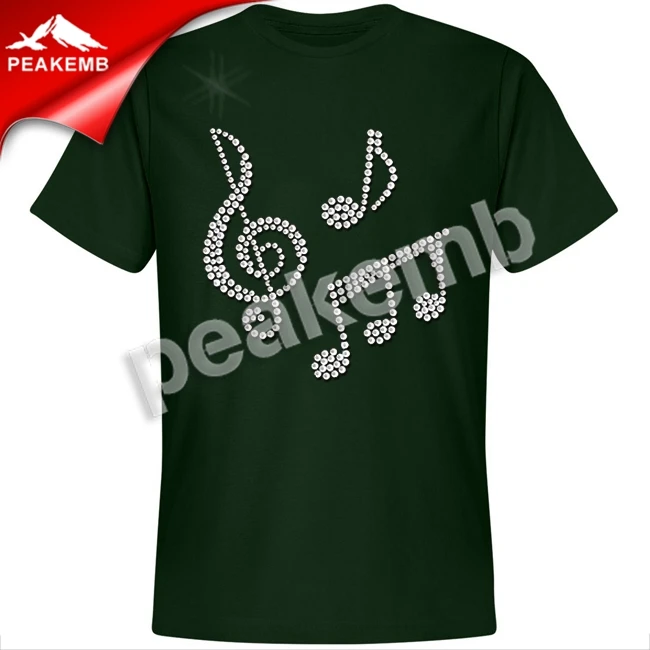 Hot Pink Classic Microphone 12 Music Notes iron on Rhinestone Transfer crystal hotfix t-shirt transfer
