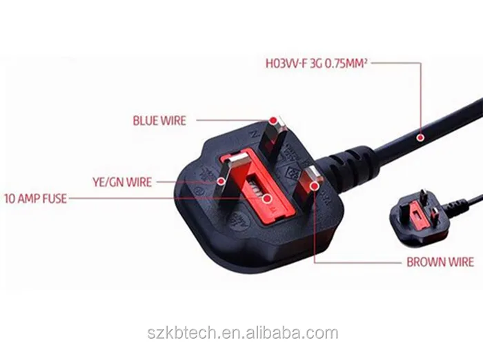 Uk Power Cord Bs 1363 Standard Uk Fused Plug To Iec 60320 C13 Ac Power