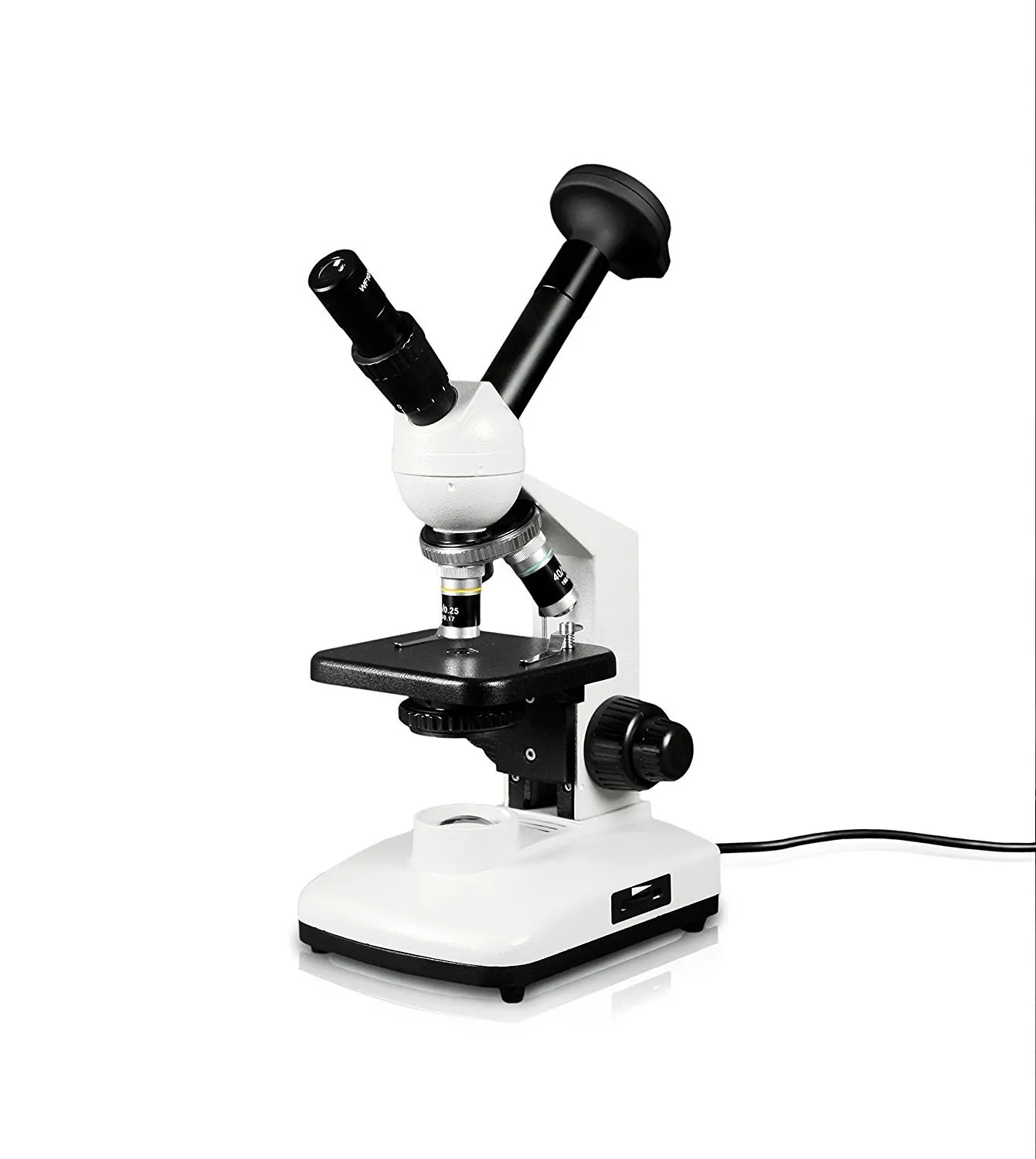 Vision Scientific VME0015-CXT-LD-DG3.0-E2 Dual View Compound Microscope,10x WF & 20x WF Eyepieces,40x-800x Magnification, LED Illumination w/ Control,0.65 N.A. Condensers,3.0MP Digital Eyepiece Camera