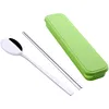 Korean stainless steel spoon and chopsticks set for formal or informal meals