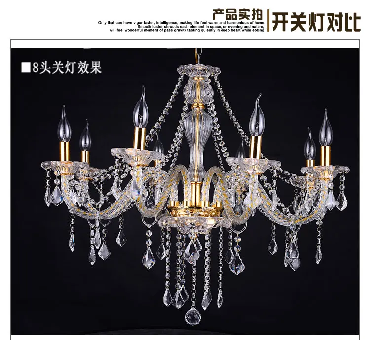 Golden crystal chandelier transparent glass chandelier luxury hotel lighting