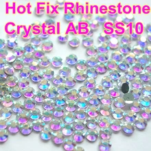 Ss10 1440 pcs limpar AB cristal DMC HotFix natator strass cristal para vestido de ferro em transferência de vestuário vidro pedra