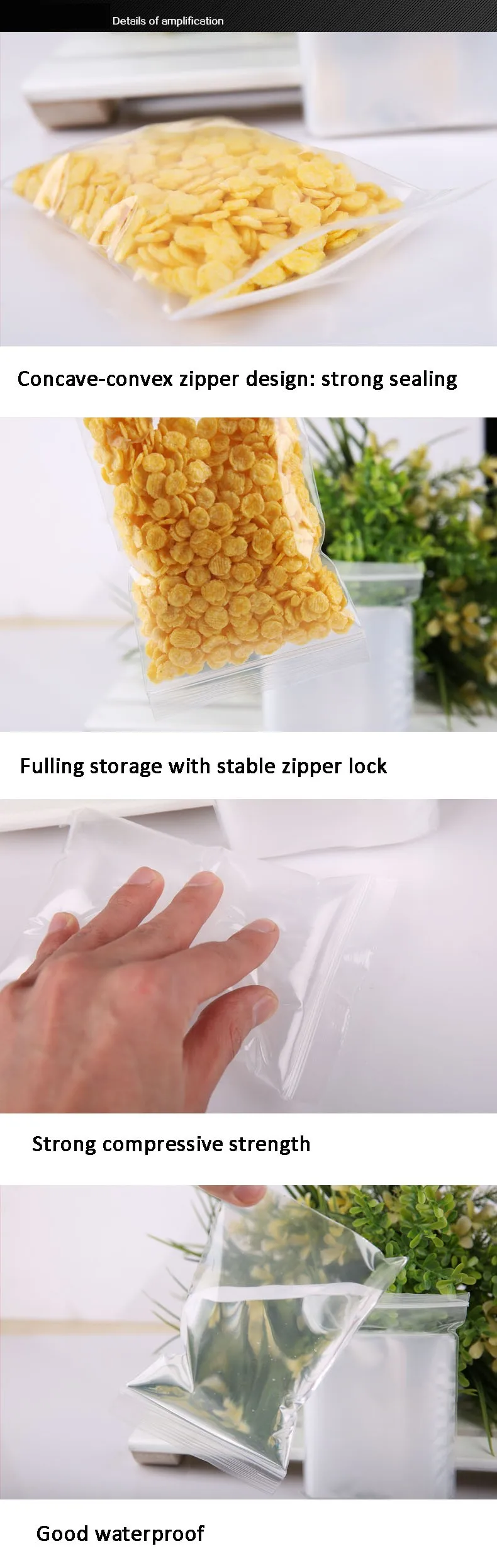 China Product food grade custom plastic ziplock bags