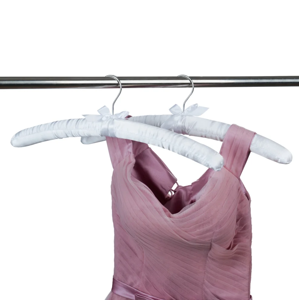 Elegant Pearl White Fabric Satin Padded Hangers For Woman Clothes Buy