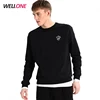High quality plain crewneck 100% cotton french terry custom embroidery logo men black wholesale crewneck sweatshirt