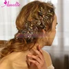 Antique Gold Vintage Style Metal Feather and Rhinestone Show Actor Hair Accessories Retro Hair Comb